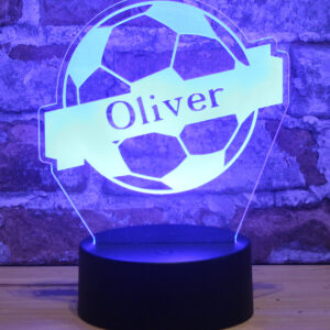 Personalisiertes RGB-LED Nachtlicht - Fußball Motiv mit Deinem Wunschnamen, individuelles Geschenk, Acrylglas