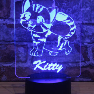 Personalisiertes RGB-LED Nachtlicht - Katzenmotiv mit Wunschname, individuelles Geschenk, Acrylglas