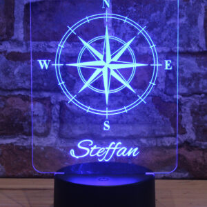 Personalisiertes RGB-LED Nachtlicht - Kompass Motiv mit Deinem Wunschnamen, individuelles Geschenk, Acrylglas