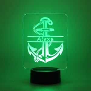 Personalisiertes RGB-LED Nachtlicht - Anker Motiv mit Wunschname, individuelles Geschenk, Acrylglas
