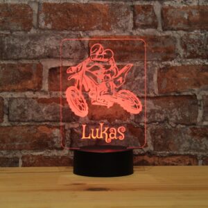 Personalisiertes RGB-LED Nachtlicht - Motocross Motiv mit Deinem Wunschnamen, individuelles Geschenk, Acrylglas