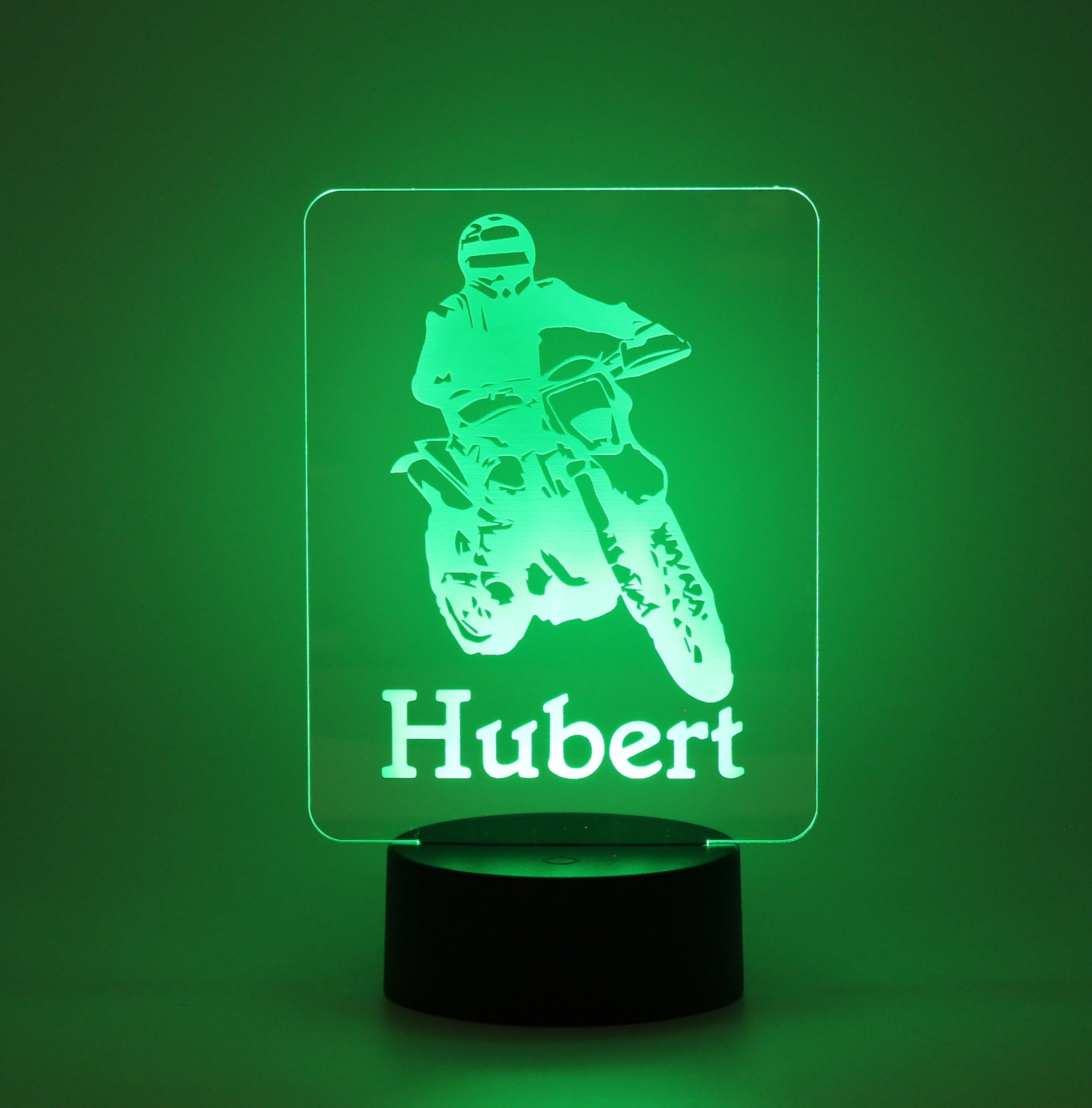 Personalisiertes RGB-LED Nachtlicht - Motocross Motiv mit Deinem Wunschnamen, individuelles Geschenk, Acrylglas
