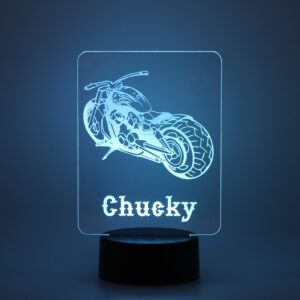 Personalisiertes RGB-LED Nachtlicht - Bike Motiv mit Deinem Wunschnamen, Motorrad, individuelles Geschenk, Acrylglas