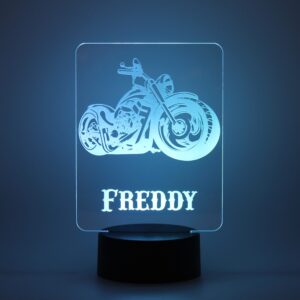 Personalisiertes RGB-LED Nachtlicht - Bike Motiv mit Deinem Wunschnamen, Motorrad, individuelles Geschenk, Acrylglas